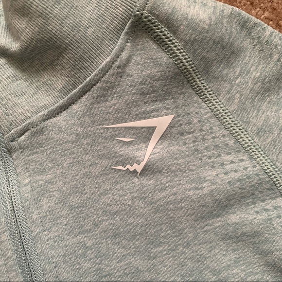 Gymshark ‘Vital’ Seamless 1/2 Zip Long Sleeve (S) - light green marl - Picture 3 of 7